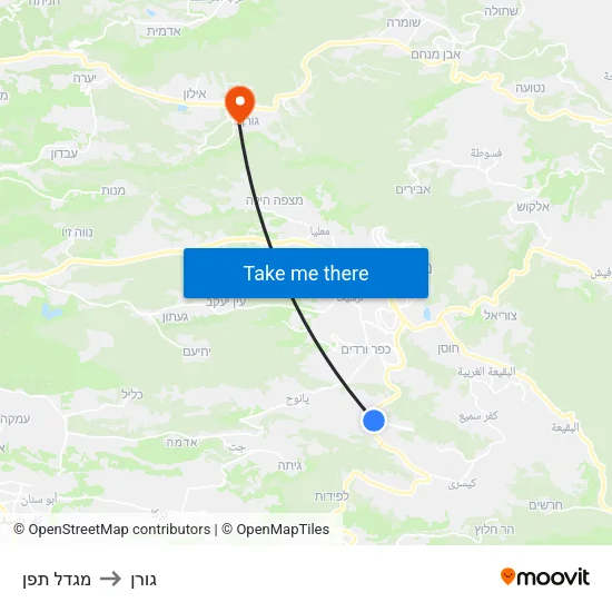 מגדל תפן to גורן map