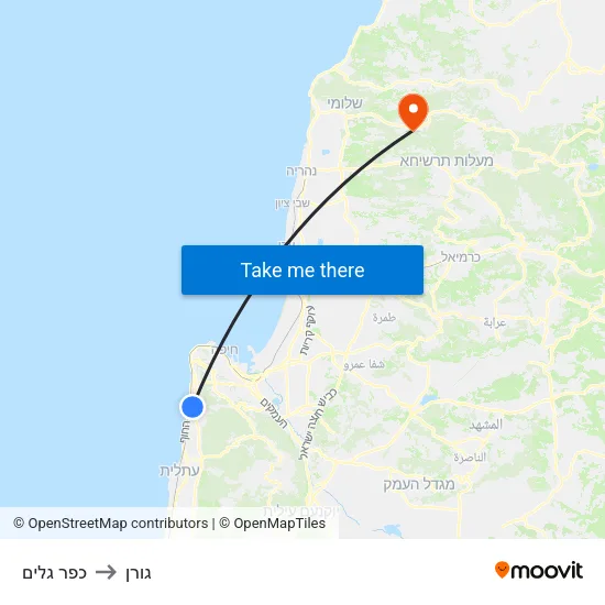 כפר גלים to גורן map