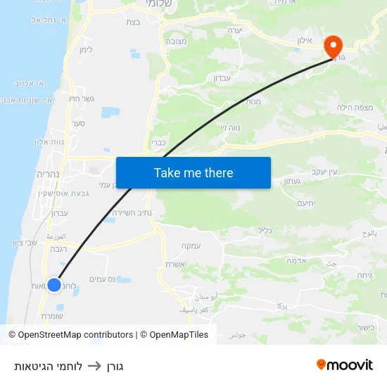 לוחמי הגיטאות to גורן map