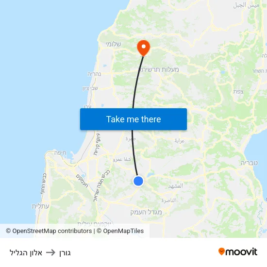 אלון הגליל to גורן map