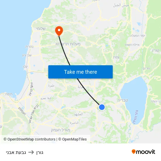 גבעת אבני to גורן map