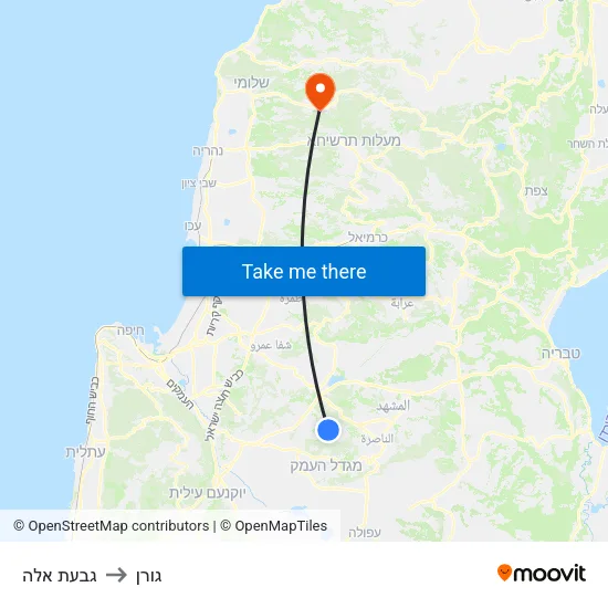 גבעת אלה to גורן map