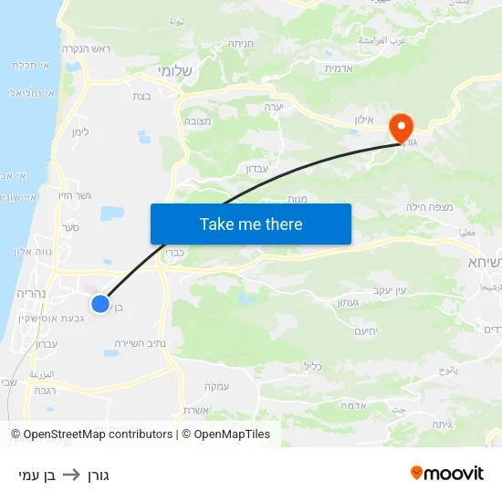 בן עמי to גורן map