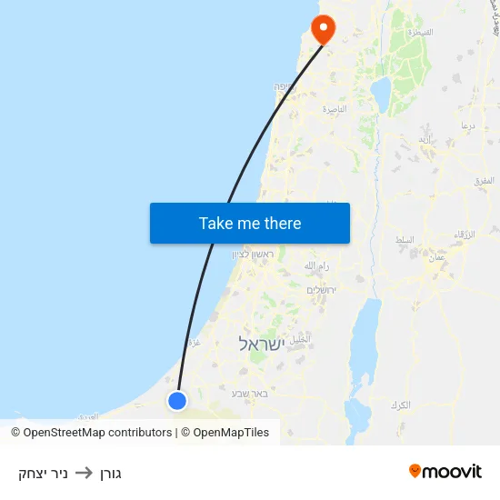 ניר יצחק to גורן map