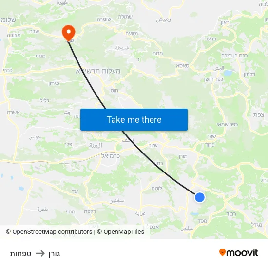 טפחות to גורן map