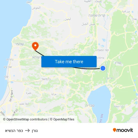 כפר הנשיא to גורן map