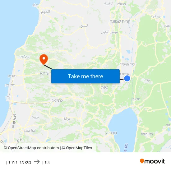 משמר הירדן to גורן map