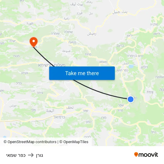 כפר שמאי to גורן map