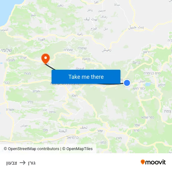 צבעון to גורן map
