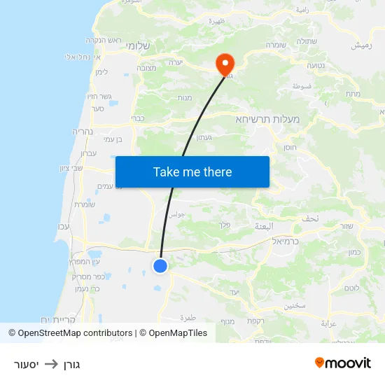 יסעור to גורן map