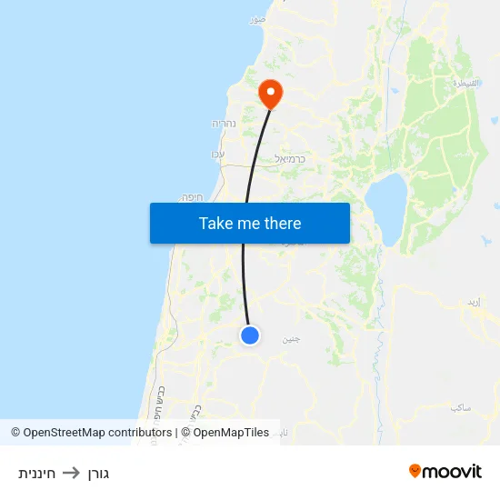 חיננית to גורן map