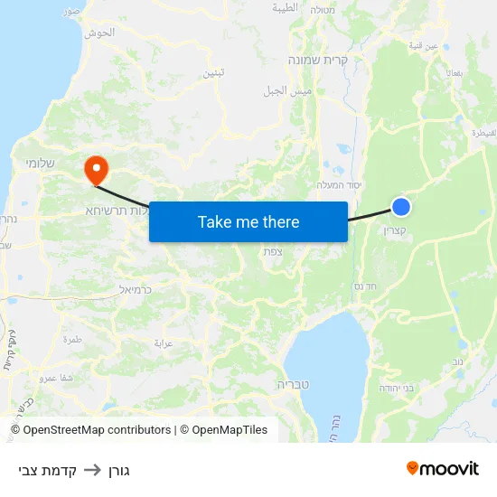 קדמת צבי to גורן map