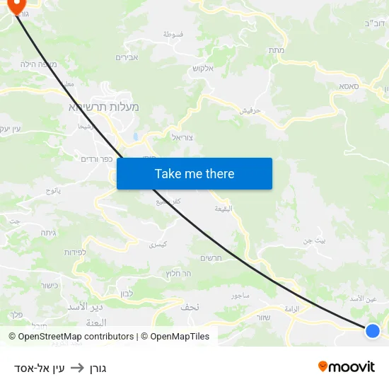 עין אל-אסד to גורן map