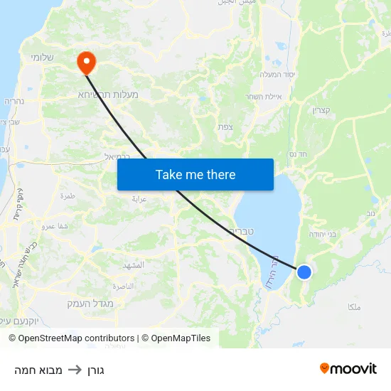 מבוא חמה to גורן map