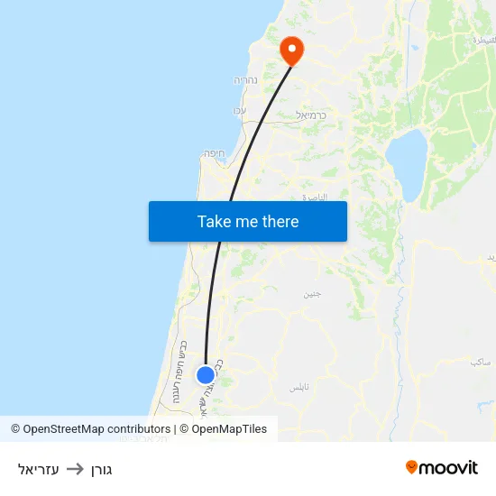 עזריאל to גורן map