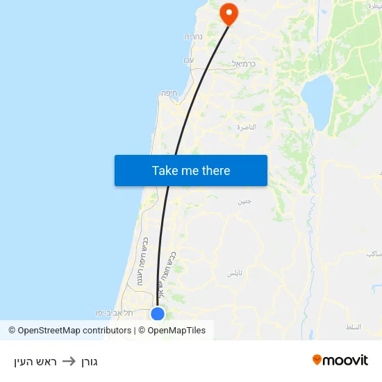 ראש העין to גורן map