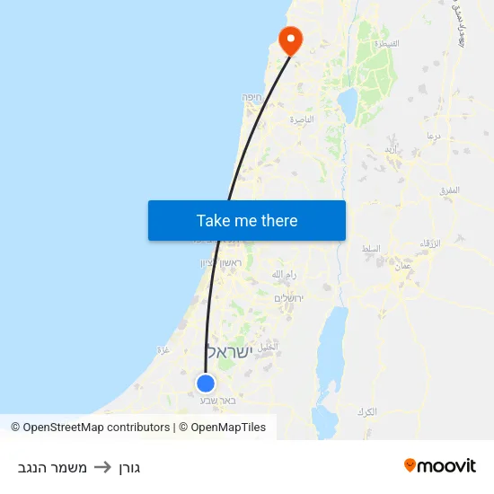 משמר הנגב to גורן map