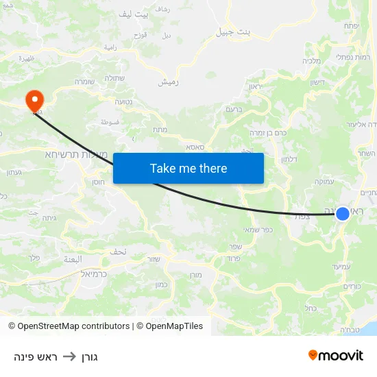 ראש פינה to גורן map