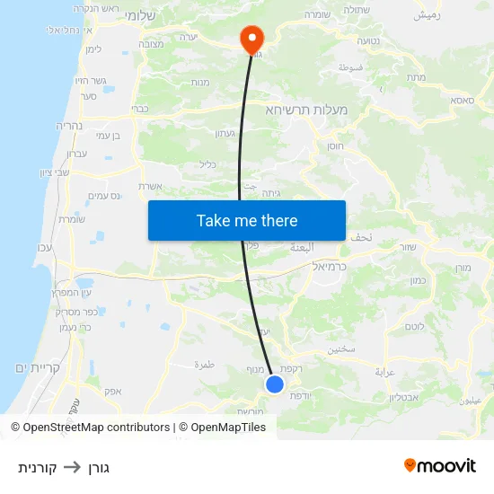 קורנית to גורן map