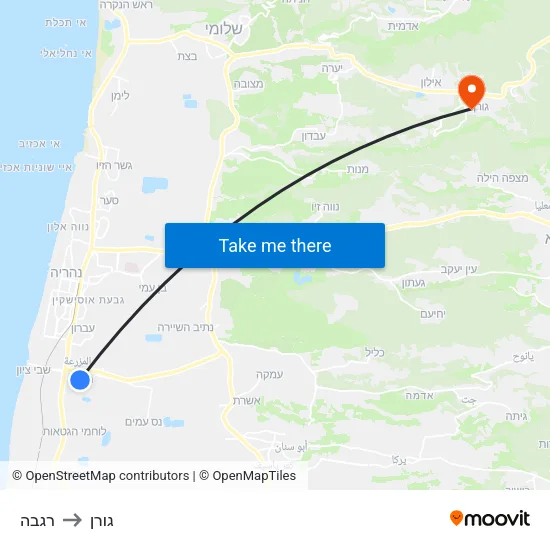 רגבה to גורן map