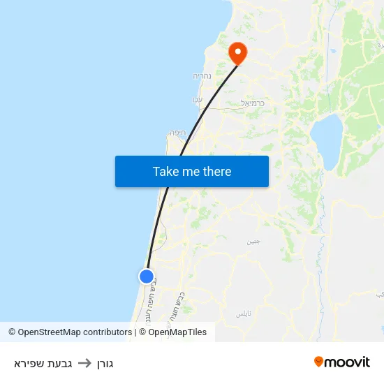 גבעת שפירא to גורן map