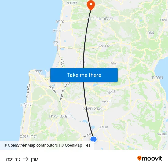 ניר יפה to גורן map