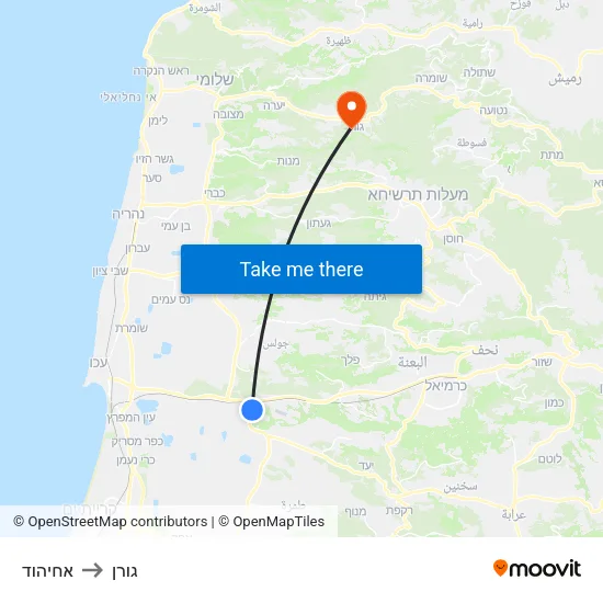 אחיהוד to גורן map