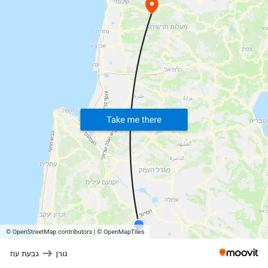 גבעת עוז to גורן map
