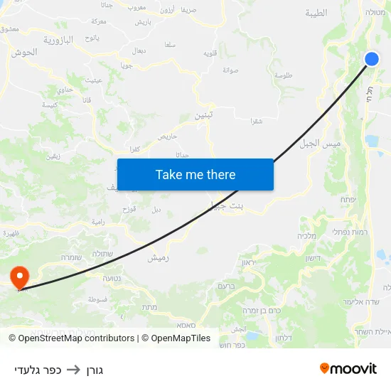 כפר גלעדי to גורן map