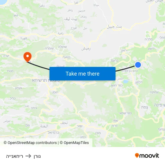 ריחאנייה to גורן map