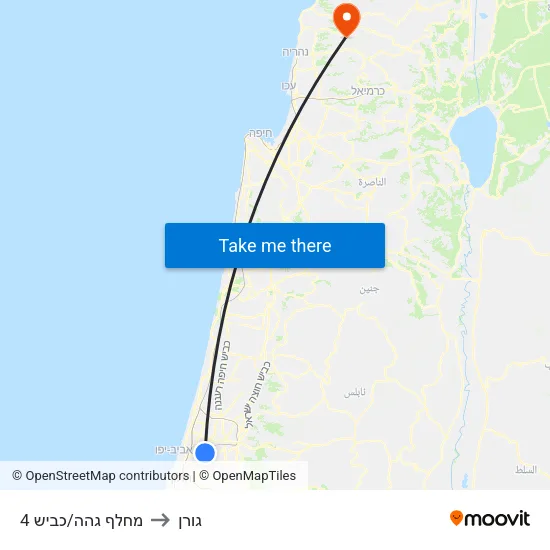 מחלף גהה/כביש 4 to גורן map