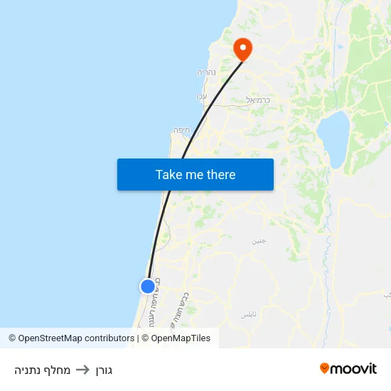 מחלף נתניה to גורן map