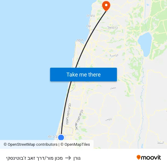 מכון מור/דרך זאב ז'בוטינסקי to גורן map