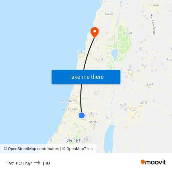 קניון עזריאלי to גורן map
