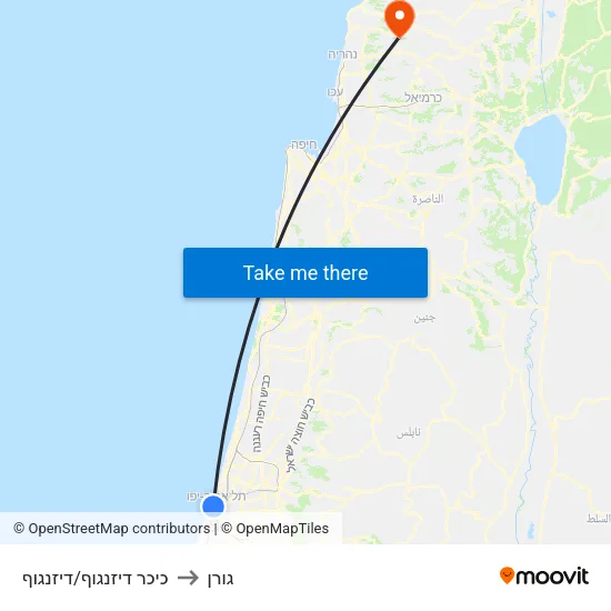 כיכר דיזנגוף/דיזנגוף to גורן map