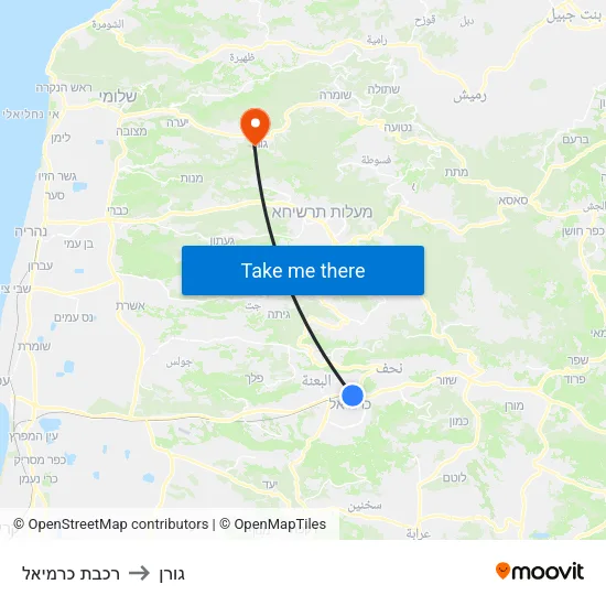 רכבת כרמיאל to גורן map