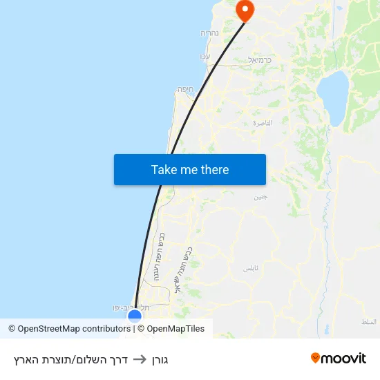 דרך השלום/תוצרת הארץ to גורן map
