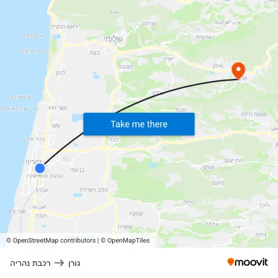 רכבת נהריה to גורן map
