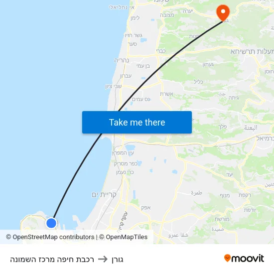 רכבת חיפה מרכז השמונה to גורן map