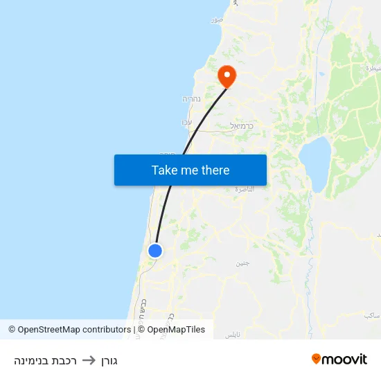 רכבת בנימינה to גורן map