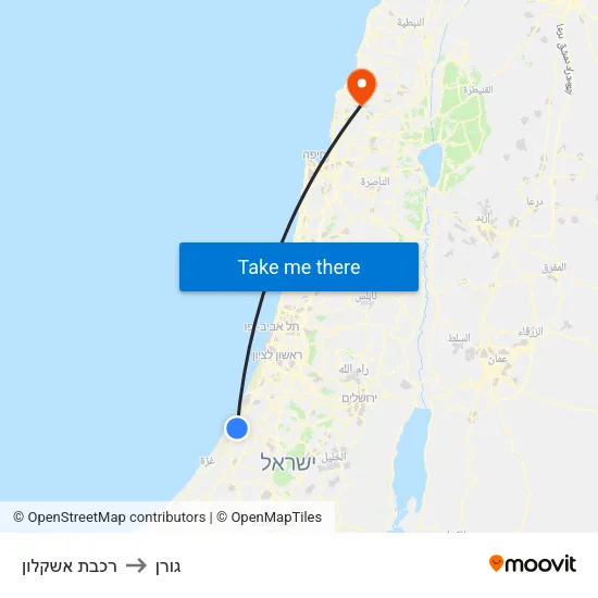 רכבת אשקלון to גורן map