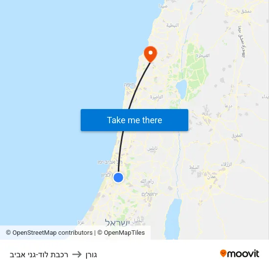 רכבת לוד-גני אביב to גורן map