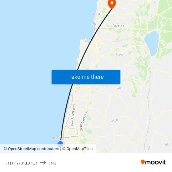 ת.רכבת ההגנה to גורן map
