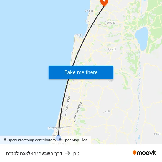 דרך השבעה/המלאכה למזרח to גורן map