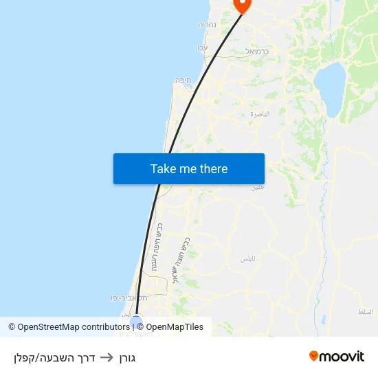דרך השבעה/קפלן to גורן map