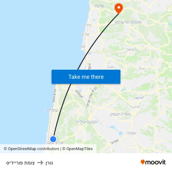 צומת פוריידיס to גורן map