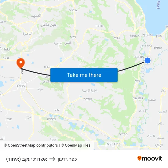 אשדות יעקב (איחוד) to כפר גדעון map