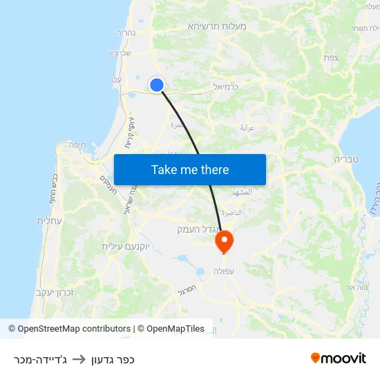 ג'דיידה-מכר to כפר גדעון map