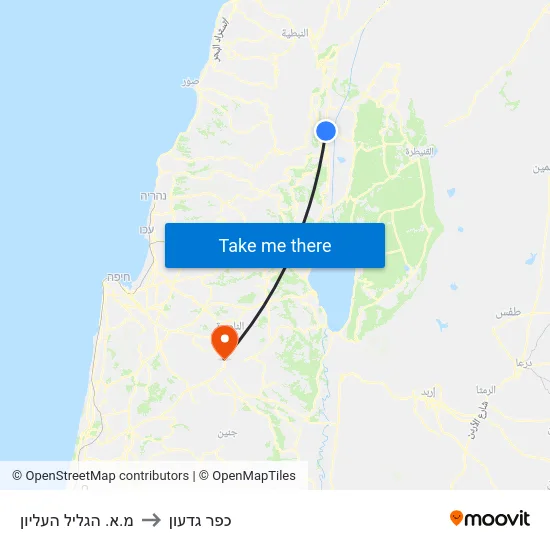 מ.א. הגליל העליון to כפר גדעון map