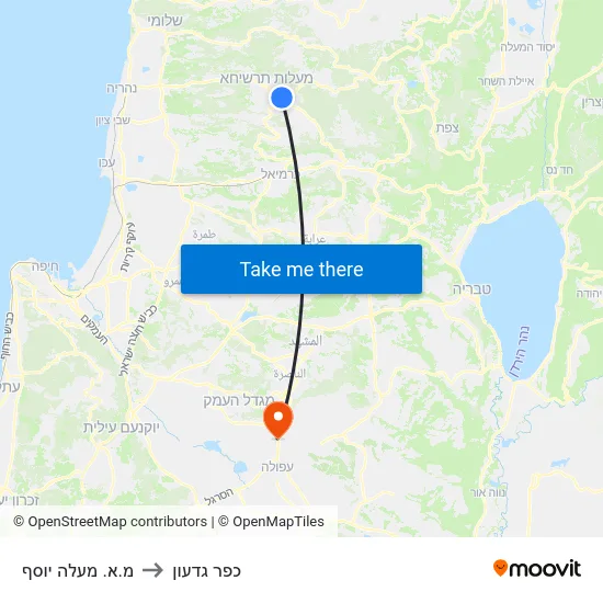 מ.א. מעלה יוסף to כפר גדעון map